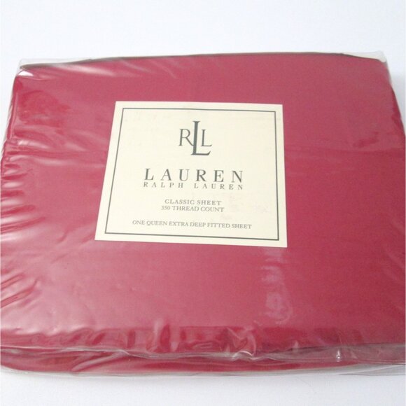 Lauren Ralph Lauren Queen Extra Deep Fitted Sheet Scarlet Supima Cotton FVD052 - Picture 2 of 7